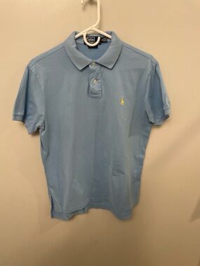 Polo Ralph Lauren Polo Shirt Blue Yellow Pony Mens M Custom Fit